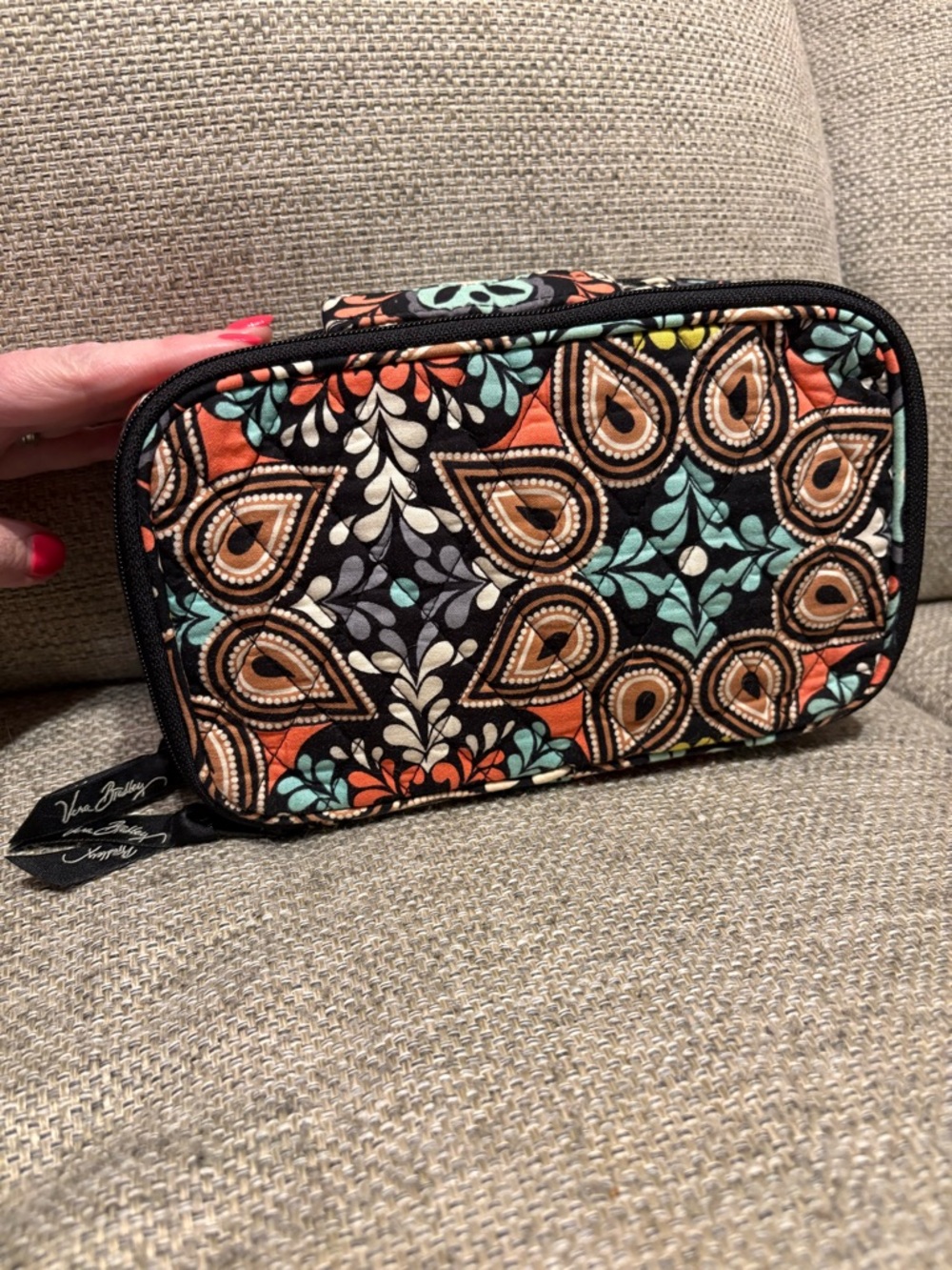 Vera Bradley Black Paisley Cosmetic Bag